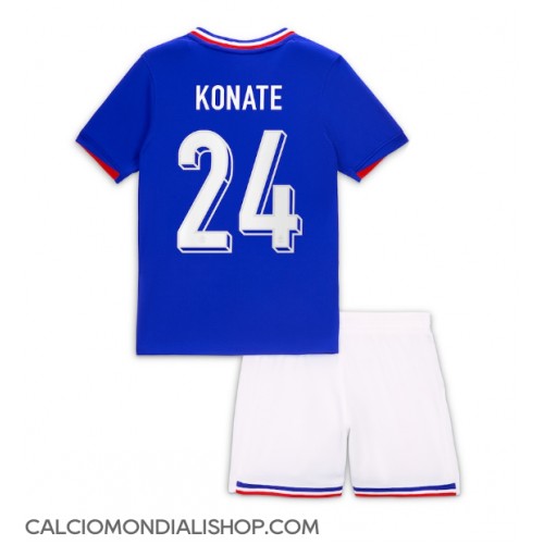 Maglie da calcio Francia Ibrahima Konate #24 Prima Maglia Bambino Europei 2024 Manica Corta (+ Pantaloni corti)